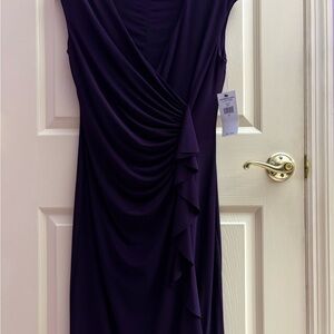 American Living Blue Ruched Asymmetrical Sheath Dress